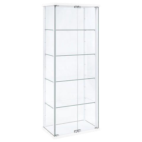 Hartville 4-Shelf Clear Glass Curio Display Cabinet White