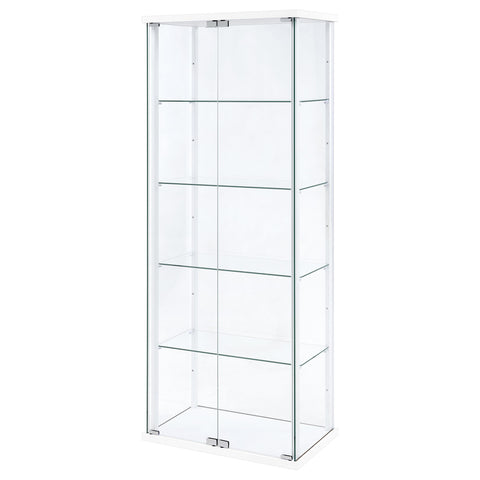 Hartville 4-Shelf Clear Glass Curio Display Cabinet White