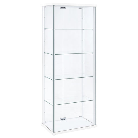 Hartville 4-Shelf Clear Glass Curio Display Cabinet White