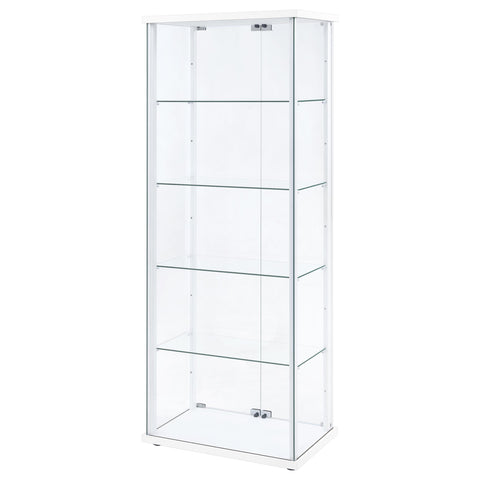 Hartville 4-Shelf Clear Glass Curio Display Cabinet White