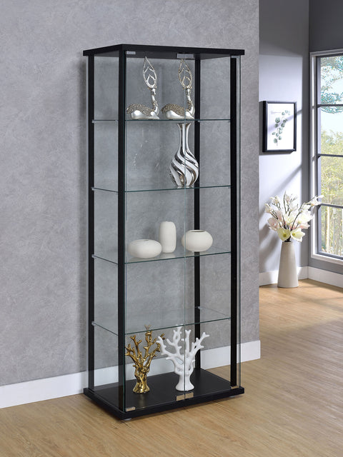 Byers 5-shelf Clear Glass Curio Display Cabinet BlackBlack