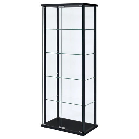 Byers 5-shelf Clear Glass Curio Display Cabinet BlackBlack