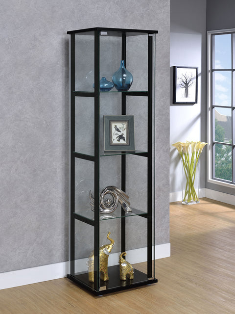 Bradford 4-shelf Clear Glass Curio Display Cabinet BlackBlack