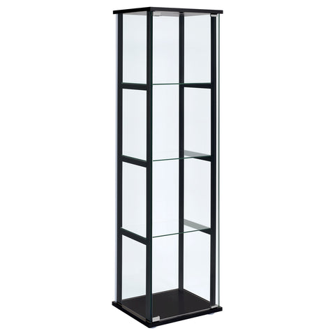 Bradford 4-shelf Clear Glass Curio Display Cabinet BlackBlack