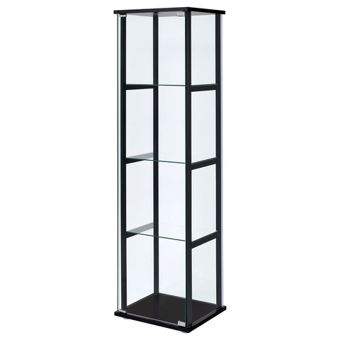 Bradford 4-shelf Clear Glass Curio Display Cabinet BlackBlack