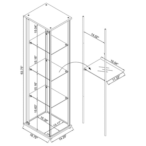 Twyla 3-shelf Clear Glass Curio Cabinet Mango