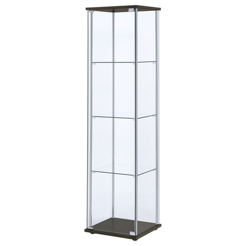 Ellison 4-shelf Clear Glass Curio Cabinet CappuccinoCappuccino