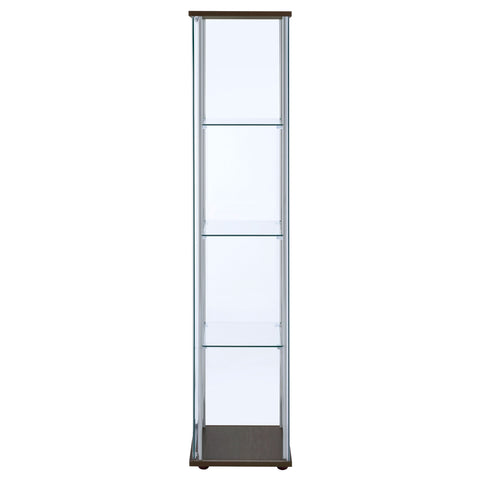 Ellison 4-shelf Clear Glass Curio Cabinet CappuccinoCappuccino