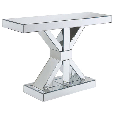 Cahya X-shaped Mirrored Entryway Console Table SilverMirror