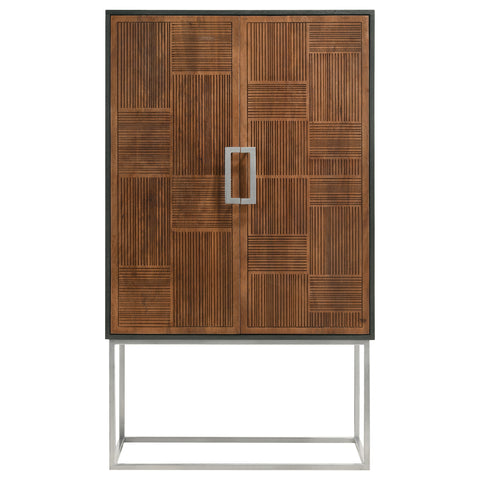 Bahrain 2-door Home Bar Cabinet Wine Storage Walnut and BlackWalnut