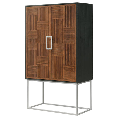 Bahrain 2-door Home Bar Cabinet Wine Storage Walnut and BlackWalnut