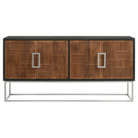 Bahrain 4-door Wood Accent Cabinet Walnut and BlackWalnut