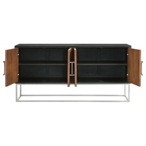 Bahrain 4-door Wood Accent Cabinet Walnut and BlackWalnut