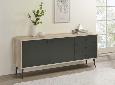 Evan 2-door Engineered Wood Cabinet Antique Pine and GreyDistressed Pine