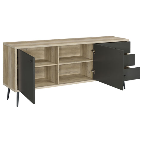 Evan 2-door Engineered Wood Cabinet Antique Pine and GreyDistressed Pine