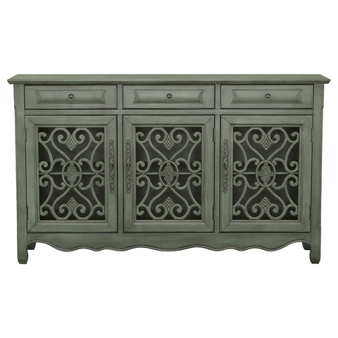Higgins 3-drawer Scrollwork Accent Cabinet Antique GreenDistressed Green