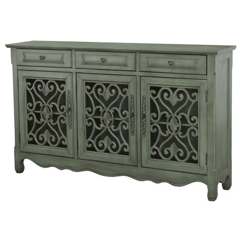 Higgins 3-drawer Scrollwork Accent Cabinet Antique GreenDistressed Green