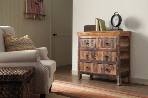 Fallon 4-drawer Solid Reclaimed Wood Accent Cabinet BrownReclaimed Wood