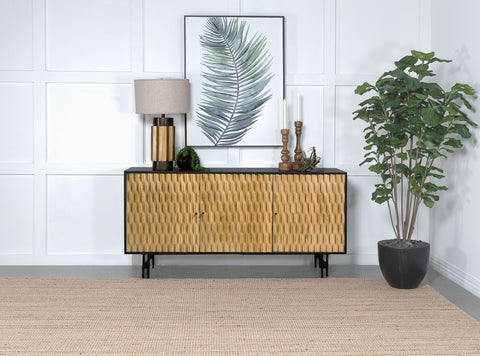 Armstrong 3-door Wood Accent Cabinet Natural and BlackNatural