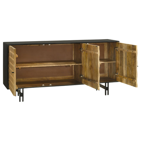 Armstrong 3-door Wood Accent Cabinet Natural and BlackNatural