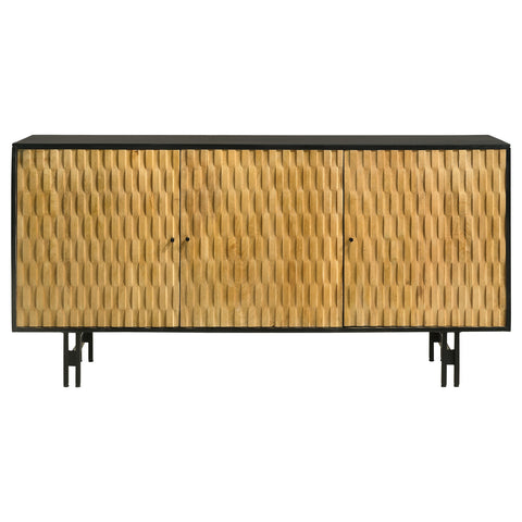 Armstrong 3-door Wood Accent Cabinet Natural and BlackNatural
