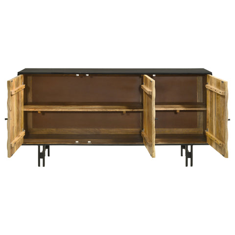 Armstrong 3-door Wood Accent Cabinet Natural and BlackNatural