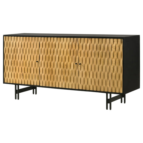 Armstrong 3-door Wood Accent Cabinet Natural and BlackNatural