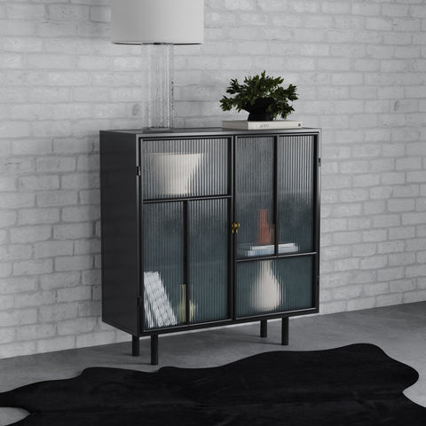 Houston 2-door Accent Storage Cabinet with Shelving BlackBlack