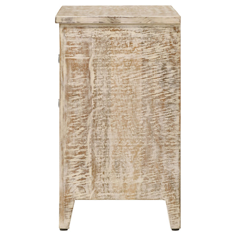 Toohey 3-drawer Wood Mandala Cabinet Distressed WhiteDistressed White