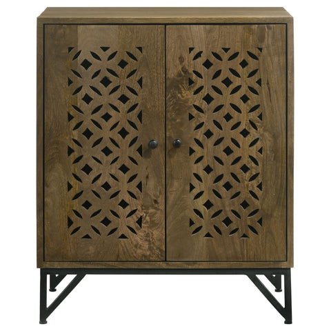 Vivian 2-door Wood Trellis Accent Storage Cabinet BrownBrown