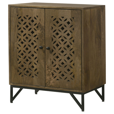 Vivian 2-door Wood Trellis Accent Storage Cabinet BrownBrown