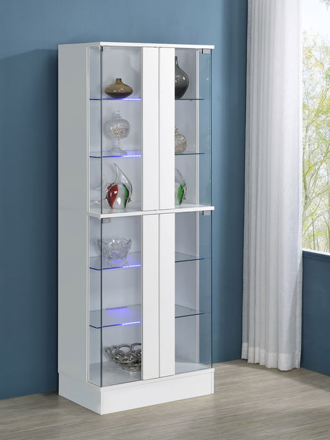 Fanning 4-door LED Curio Display Cabinet White High GlossWhite High Gloss