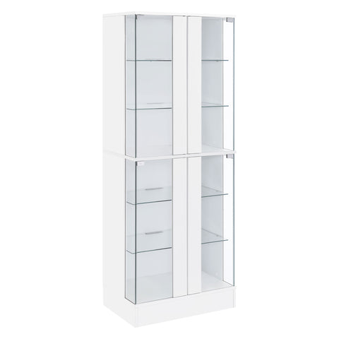 Fanning 4-door LED Curio Display Cabinet White High GlossWhite High Gloss