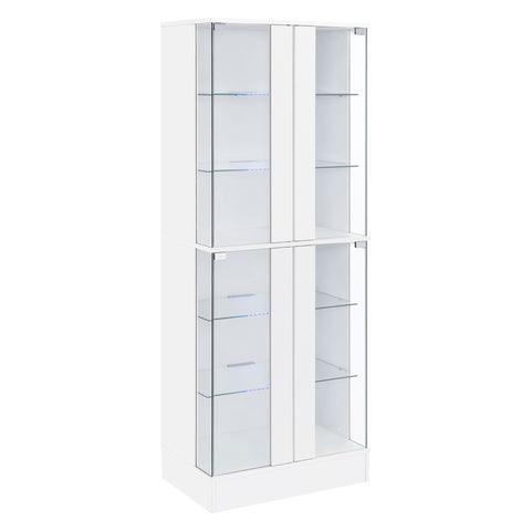 Fanning 4-door LED Curio Display Cabinet White High GlossWhite High Gloss