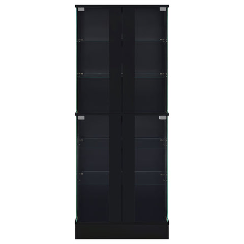 Fanning 4-door LED Curio Display Cabinet Black High GlossBlack High Gloss
