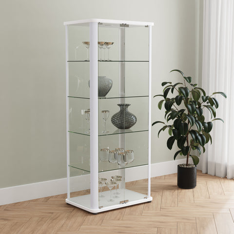 Schmitt 5-shelf Display Curio Cabinet with LED Lighting WhiteWhite