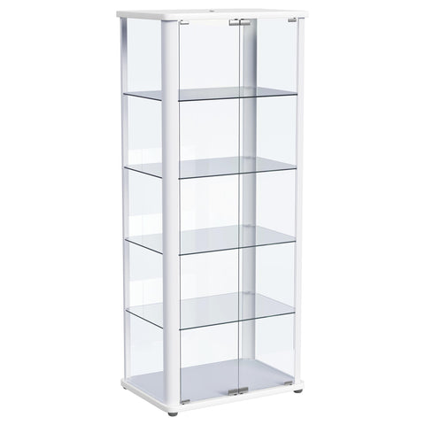 Schmitt 5-shelf Display Curio Cabinet with LED Lighting WhiteWhite