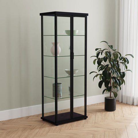Schmitt 4-shelf Display Curio Cabinet with LED Lighting BlackBlack