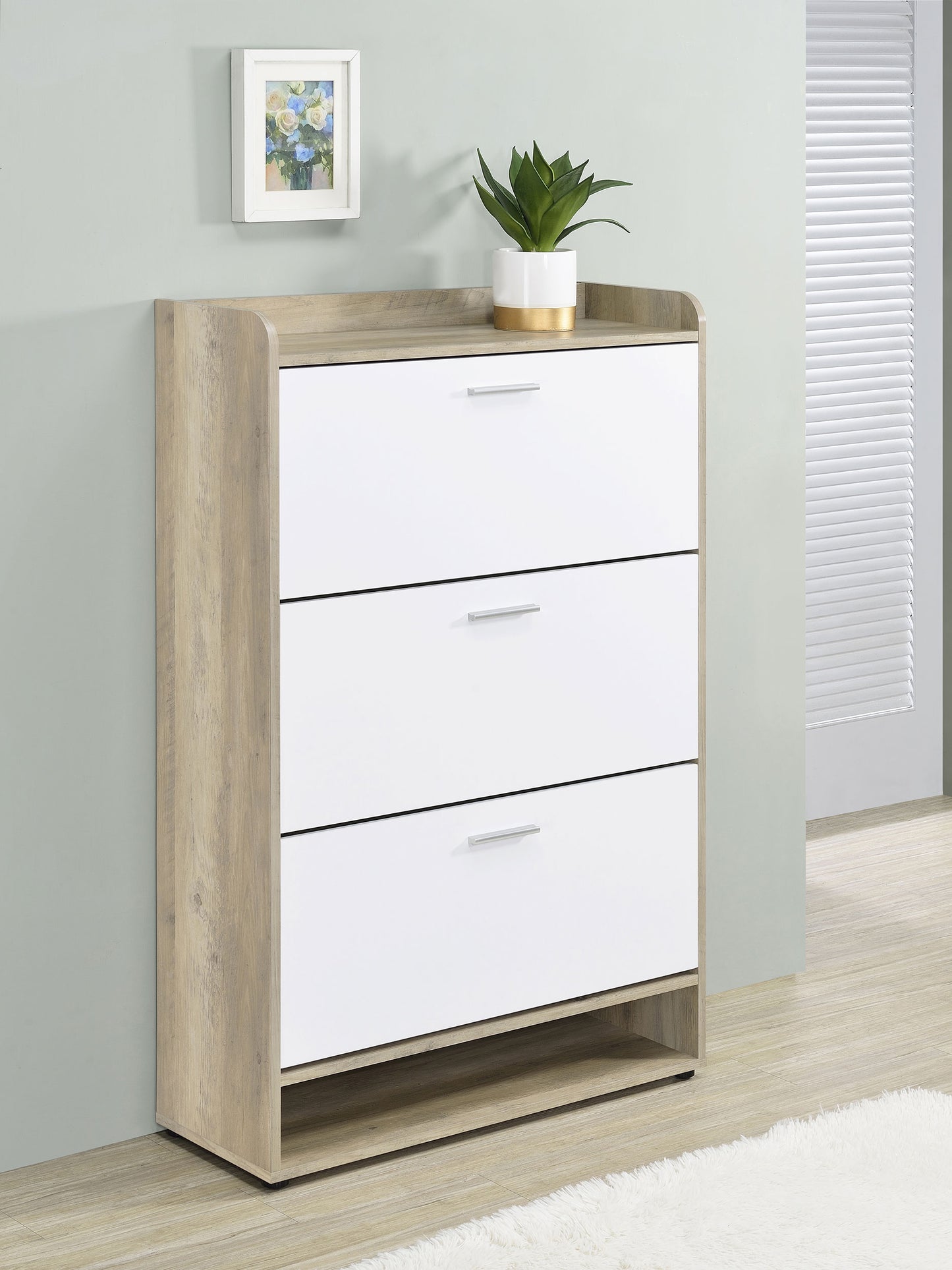 aconitum 3-tier engineered wood shoe cabinet whitewhite