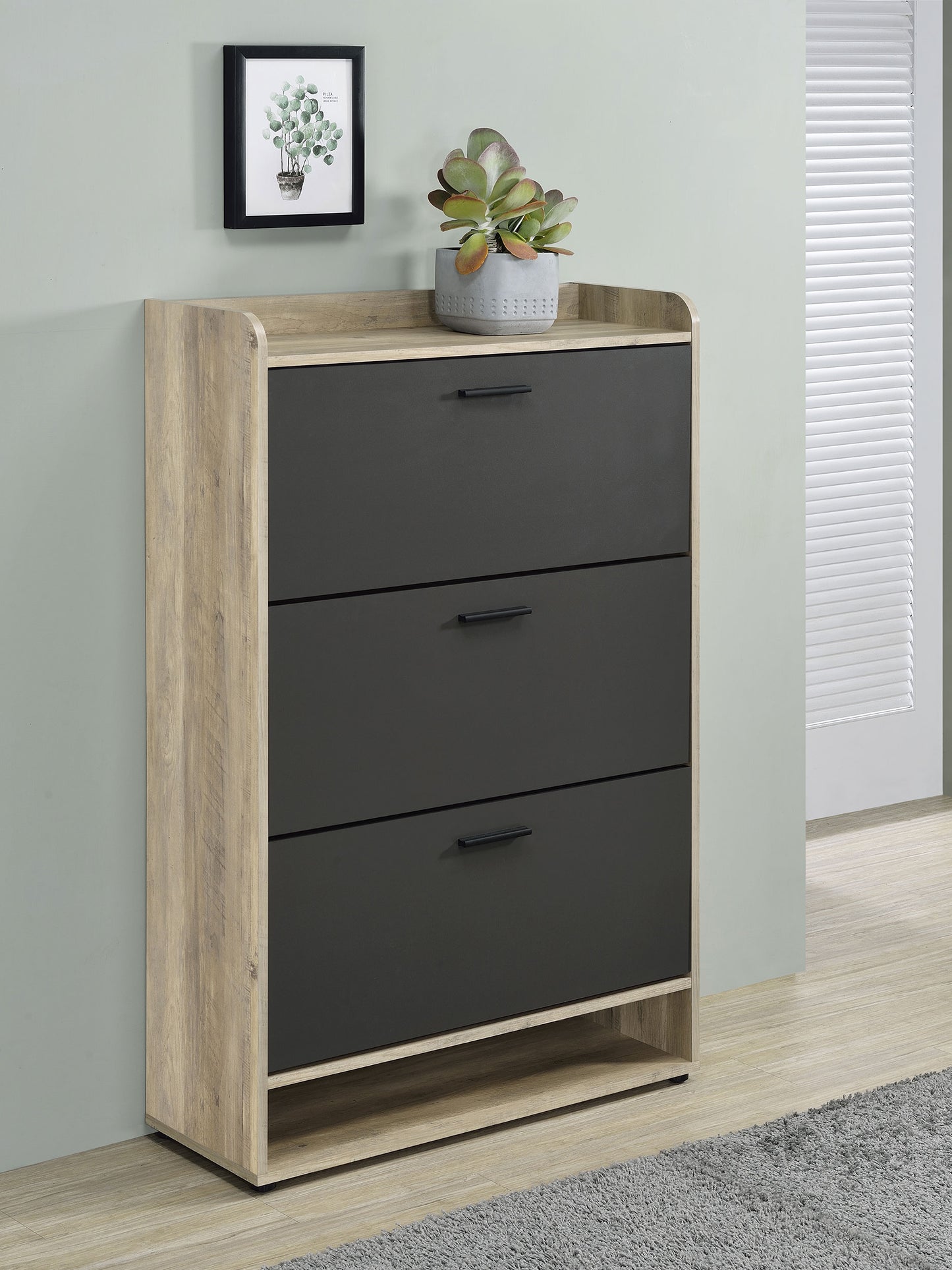 aconitum 3-tier engineered wood shoe cabinet greygrey