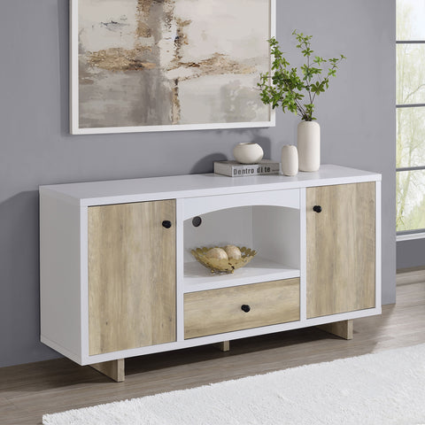 Herrera 2-door Storage Credenza White and Distressed PineWhite