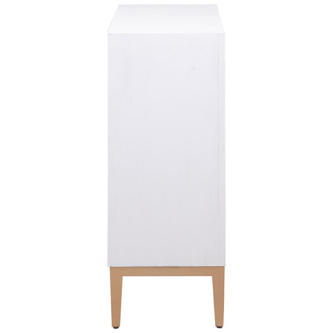 Grant 2-door Wood Fluted Parquet Cabinet White and BrownDistressed White