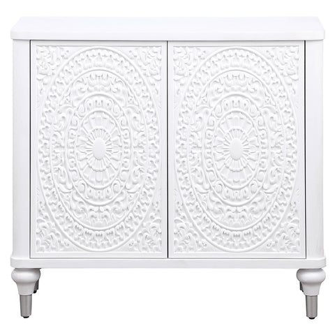 Raelynn 2-door Mandala Accent Cabinet Distressed WhiteDistressed White