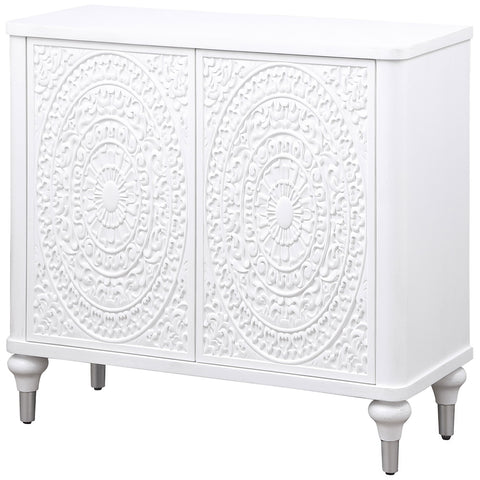 Raelynn 2-door Mandala Accent Cabinet Distressed WhiteDistressed White
