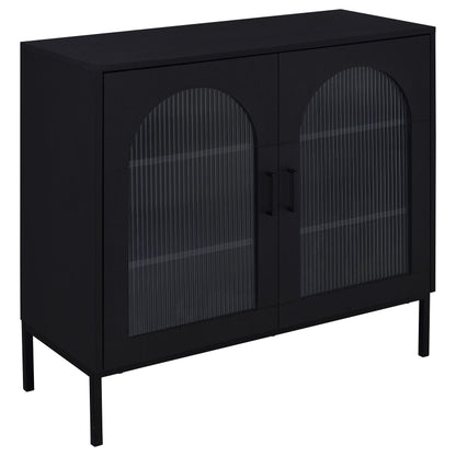 O'Malley 2-door Arched Fluted Glass Accent Cabinet Black