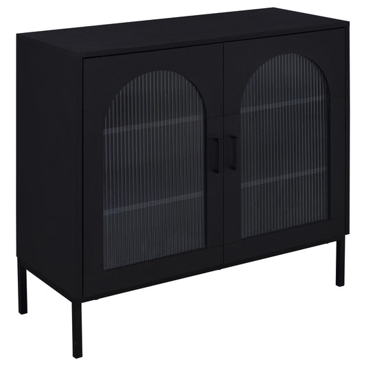 O'Malley 2-door Arched Fluted Glass Accent Cabinet Black