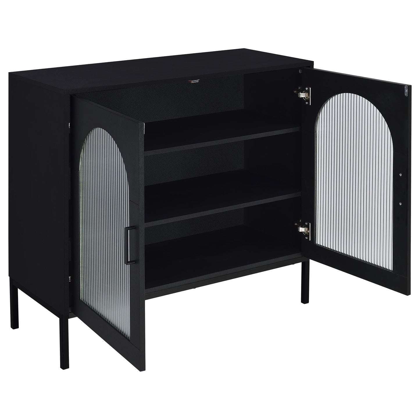 o'malley 2-door arched fluted glass accent cabinet black