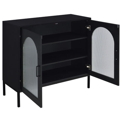 O'Malley 2-door Arched Fluted Glass Accent Cabinet Black