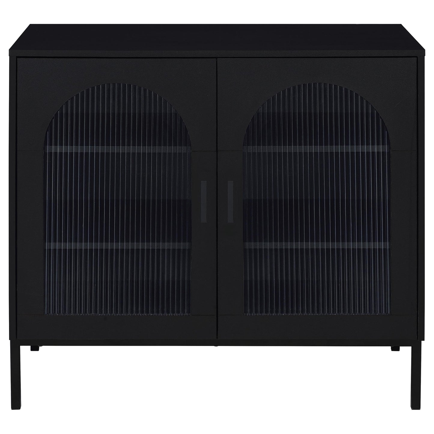 o'malley 2-door arched fluted glass accent cabinet black