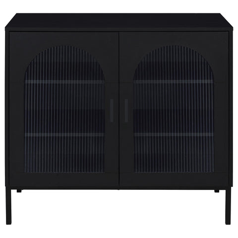 O'Malley 2-door Arched Fluted Glass Accent Cabinet Black
